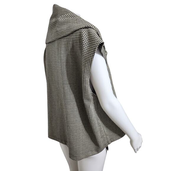 Bryn Walker Black White Houndstooth Ruched Sides Zip Up Vest - Sz. XXS Oversize - Picture 5 of 9